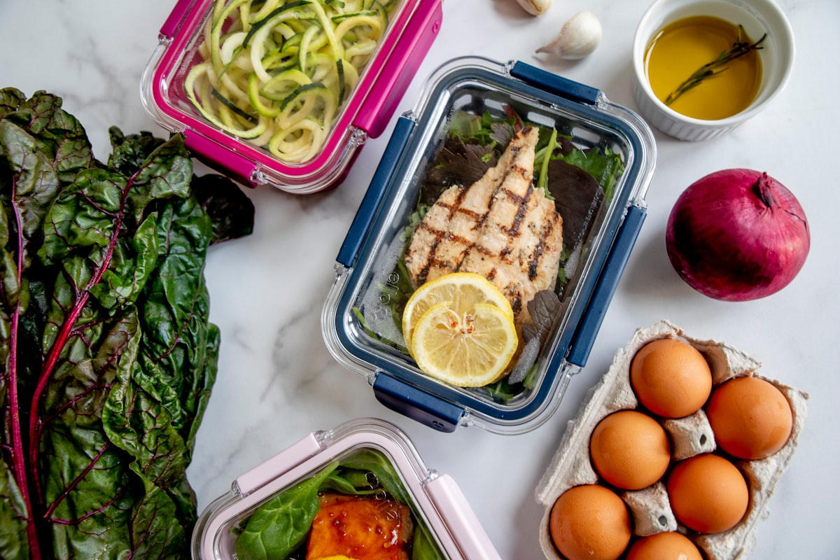 Meal prep containers with organized portions